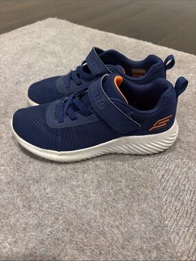 Skechers Kids Navy and Orange Accent Sneakers